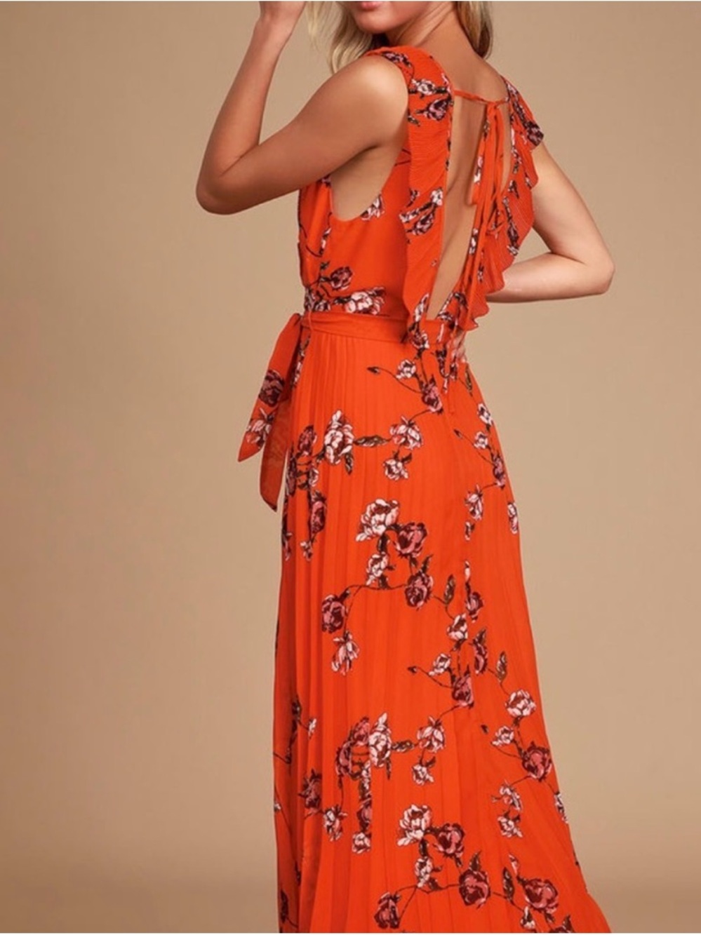 Lulu's Orange Floral Maxi Dress - Picture 2 of 9